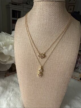 Layered Pendant Necklace with Triple Teardrop Charms
